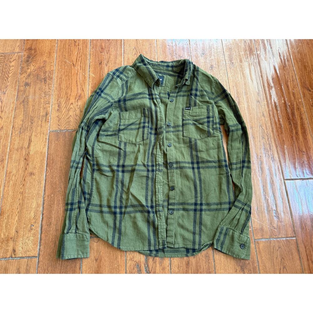 Hurley 100% Cotton Green Plaid Flannel
